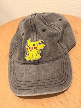 Pokemon Gray Baseball Cap with Yellow‎ Pikachu Patch